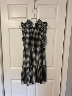 Maeve Black & White Gingham Ruffle Tiered Dress